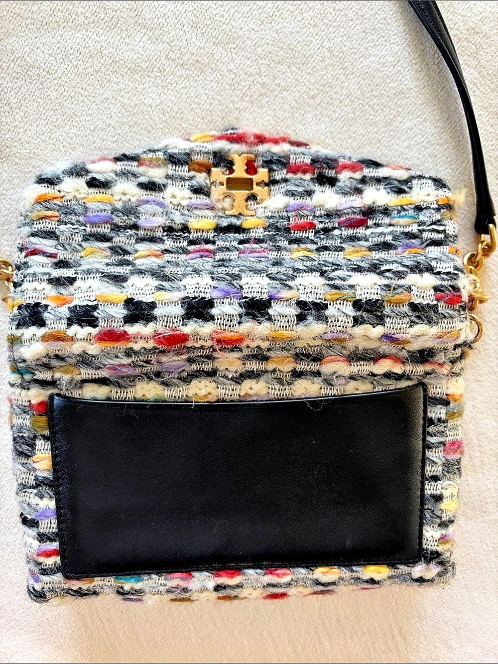 Tory Burch Small Kira Tweed Convertible Shoulder Bag Multicolor & Black - Picture 7 of 9